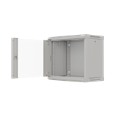 Lanberg 19" fali rack szekrény 9U/540X350 üvegajtó, lapraszerelt, szürke