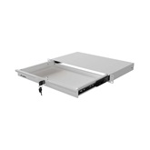 19" fiók, 1U/483×270 mm,  30 kg maximum terhelhetőség, szürke