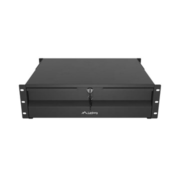 Lanberg 19" fiók, 3U/483×360 mm, 90 kg maximum terhelhetőség, 4 pontos szerelés, fekete