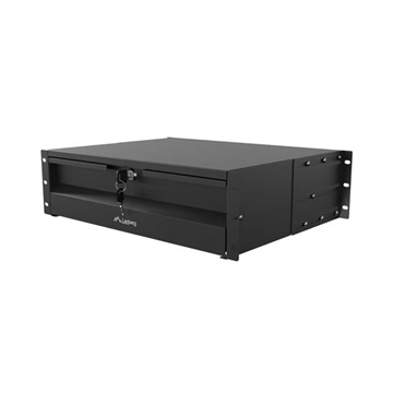 Lanberg 19" fiók, 3U/483×360 mm, 90 kg maximum terhelhetőség, 4 pontos szerelés, fekete