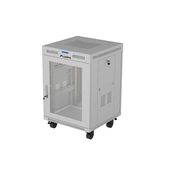 Lanberg 19" szabadon álló rack szekrény 15U/600X600, perforált ajtó, lapraszerelt, LCD kijelző,szürke