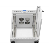 Lanberg 19" szabadon álló rack szekrény 15U/600X600, perforált ajtó, lapraszerelt, LCD kijelző,szürke