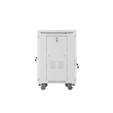 Lanberg 19" szabadon álló rack szekrény 15U/600X600 üvegajtó, lapraszerelt, LCD kijelző, szürke V2