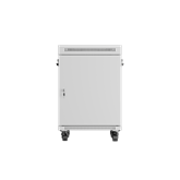 Lanberg 19" szabadon álló rack szekrény 15U/600X600 üvegajtó, lapraszerelt, LCD kijelző, szürke V2