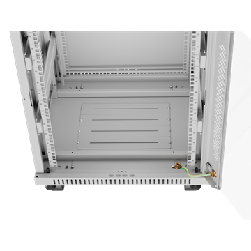 Lanberg 19" szabadon álló rack szekrény 15U/600X600 üvegajtó, lapraszerelt, LCD kijelző, szürke V2