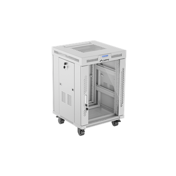 Lanberg 19" szabadon álló rack szekrény 15U/600X600 üvegajtó, lapraszerelt, LCD kijelző, szürke V2