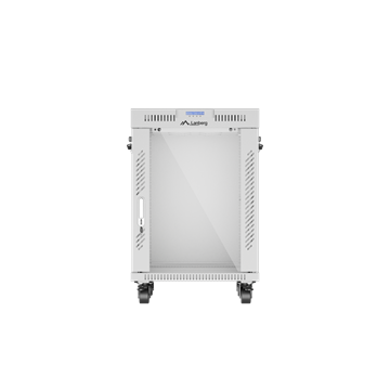 Lanberg 19" szabadon álló rack szekrény 15U/600X600 üvegajtó, lapraszerelt, LCD kijelző, szürke V2