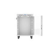 Lanberg 19" szabadon álló rack szekrény 15U/600X600 üvegajtó, lapraszerelt, LCD kijelző, szürke V2