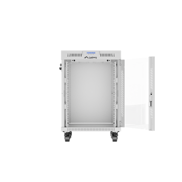 Lanberg 19" szabadon álló rack szekrény 15U/600X600 üvegajtó, lapraszerelt, LCD kijelző, szürke V2
