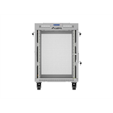 Lanberg 19" szabadon álló rack szekrény 15U/600X800, perforált ajtó, lapraszerelt, LCD kijelző,szürke