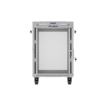 Lanberg 19" szabadon álló rack szekrény 15U/600X800, perforált ajtó, lapraszerelt, LCD kijelző,szürke