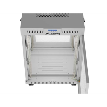 Lanberg 19" szabadon álló rack szekrény 15U/600X800, perforált ajtó, lapraszerelt, LCD kijelző,szürke