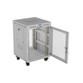 Lanberg 19" szabadon álló rack szekrény 15U/600X800, perforált ajtó, lapraszerelt, LCD kijelző,szürke