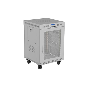 Lanberg 19" szabadon álló rack szekrény 15U/600X800, perforált ajtó, lapraszerelt, LCD kijelző,szürke
