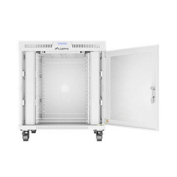 Lanberg 19" szabadon álló rack szekrény 15U/800X1000 perforált ajtó, lapraszerelt, LCD kijelző, szürke