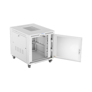Lanberg 19" szabadon álló rack szekrény 15U/800X1000 perforált ajtó, lapraszerelt, LCD kijelző, szürke