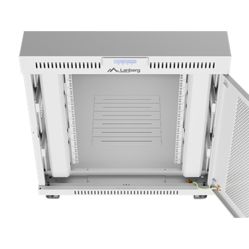 Lanberg 19" szabadon álló rack szekrény 15U/800X1000 perforált ajtó, lapraszerelt, LCD kijelző, szürke