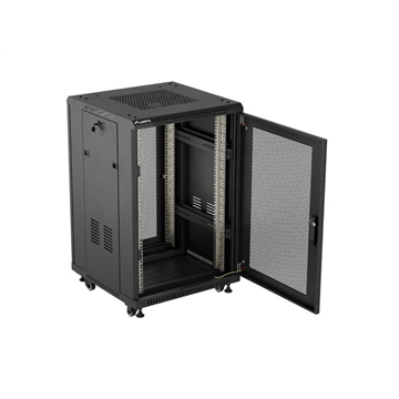 Lanberg 19" szabadon álló rack szekrény 18U/600X600, perforált ajtó, lapraszerelt, fekete