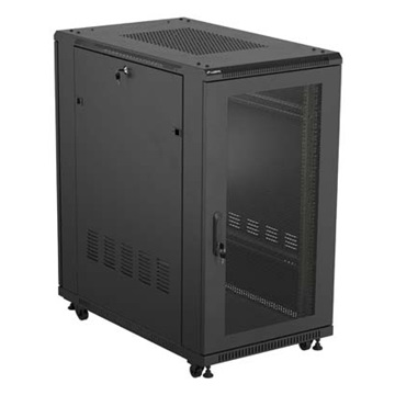 Lanberg 19" szabadon álló rack szekrény 22U/600X1000, perforált ajtó, lapraszerelt, fekete