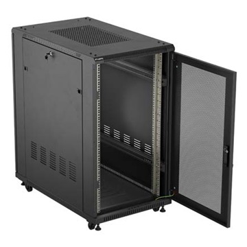 Lanberg 19" szabadon álló rack szekrény 22U/600X1000, perforált ajtó, lapraszerelt, fekete
