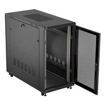 Lanberg 19" szabadon álló rack szekrény 22U/600X1200 perforált ajtó, lapraszerelt, fekete