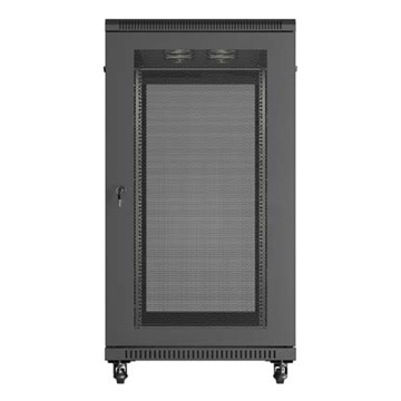 Lanberg 19" szabadon álló rack szekrény 22U/600X1200 perforált ajtó, lapraszerelt, fekete