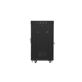 Lanberg 19" szabadon álló rack szekrény 22U/600X600 üvegajtó, lapraszerelt, LCD kijelző, fekete V2