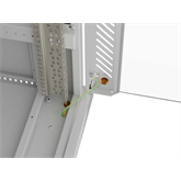 Lanberg 19" szabadon álló rack szekrény 22U/600X600 üvegajtó, lapraszerelt, LCD kijelző, szürke V2
