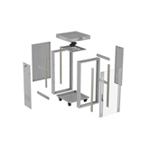 Lanberg 19" szabadon álló rack szekrény 22U/600X600 üvegajtó, lapraszerelt, LCD kijelző, szürke V2
