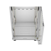 Lanberg 19" szabadon álló rack szekrény 22U/600X600 üvegajtó, lapraszerelt, LCD kijelző, szürke V2