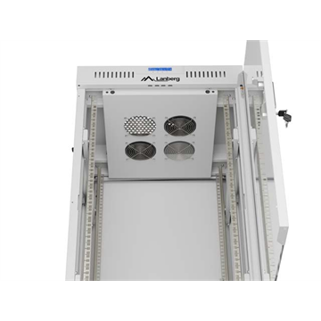 Lanberg 19" szabadon álló rack szekrény 22U/600X600 üvegajtó, lapraszerelt, LCD kijelző, szürke V2