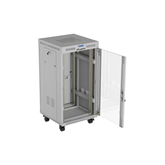 Lanberg 19" szabadon álló rack szekrény 22U/600X600 üvegajtó, lapraszerelt, LCD kijelző, szürke V2