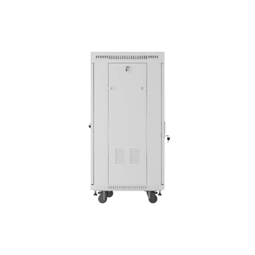 Lanberg 19" szabadon álló rack szekrény 22U/600X600 üvegajtó, lapraszerelt, LCD kijelző, szürke V2