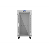 Lanberg 19" szabadon álló rack szekrény 22U/600X600 üvegajtó, lapraszerelt, LCD kijelző, szürke V2