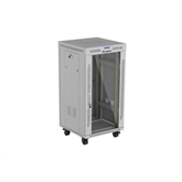 Lanberg 19" szabadon álló rack szekrény 22U/600X600 üvegajtó, lapraszerelt, LCD kijelző, szürke V2