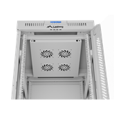 Lanberg 19" szabadon álló rack szekrény 22U/600X800 üvegajtó, lapraszerelt, LCD kijelző, szürke V2