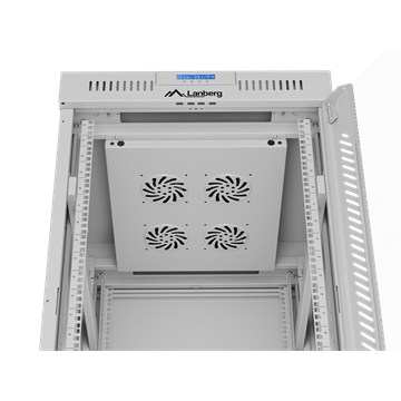 Lanberg 19" szabadon álló rack szekrény 22U/600X800 üvegajtó, lapraszerelt, LCD kijelző, szürke V2