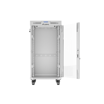 Lanberg 19" szabadon álló rack szekrény 22U/600X800 üvegajtó, lapraszerelt, LCD kijelző, szürke V2
