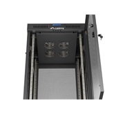 Lanberg 19" szabadon álló rack szekrény 24U/600X600 perforált ajtó, lapraszerelt, LCD kijelző, fekete V2