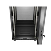 Lanberg 19" szabadon álló rack szekrény 24U/600X600 perforált ajtó, lapraszerelt, LCD kijelző, fekete V2