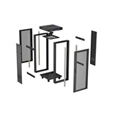 Lanberg 19" szabadon álló rack szekrény 24U/600X600 perforált ajtó, lapraszerelt, LCD kijelző, fekete V2