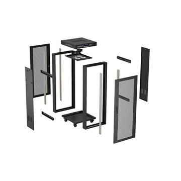 Lanberg 19" szabadon álló rack szekrény 24U/600X600 perforált ajtó, lapraszerelt, LCD kijelző, fekete V2