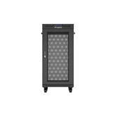 Lanberg 19" szabadon álló rack szekrény 24U/600X600 perforált ajtó, lapraszerelt, LCD kijelző, fekete V2