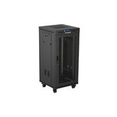 Lanberg 19" szabadon álló rack szekrény 24U/600X600 perforált ajtó, lapraszerelt, LCD kijelző, fekete V2
