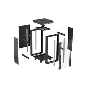 Lanberg 19" szabadon álló rack szekrény 24U/600X600 üvegajtó, lapraszerelt, LCD kijelző, fekete V2