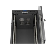 Lanberg 19" szabadon álló rack szekrény 24U/600X600 üvegajtó, lapraszerelt, LCD kijelző, fekete V2