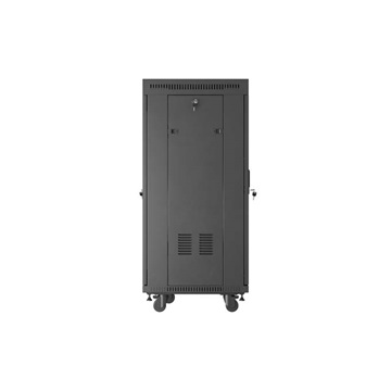 Lanberg 19" szabadon álló rack szekrény 24U/600X600 üvegajtó, lapraszerelt, LCD kijelző, fekete V2