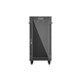 Lanberg 19" szabadon álló rack szekrény 24U/600X600 üvegajtó, lapraszerelt, LCD kijelző, fekete V2