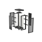 Lanberg 19" szabadon álló rack szekrény 24U/600X800 perforált ajtó, lapraszerelt, LCD kijelző, fekete V2