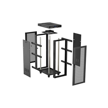 Lanberg 19" szabadon álló rack szekrény 24U/600X800 perforált ajtó, lapraszerelt, LCD kijelző, fekete V2